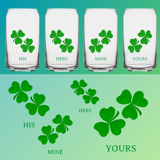 Shamrocks clover Irish Personalize Name Can Glass (Creator Uploaded)