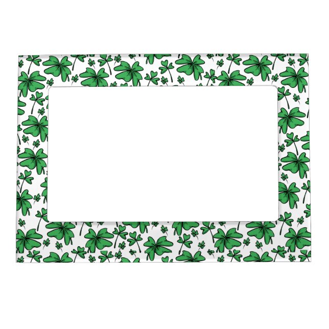 Shamrocks Clover Pattern Magnetic Photo Frame (Front)