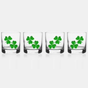 shamrocks clover whiskey glass