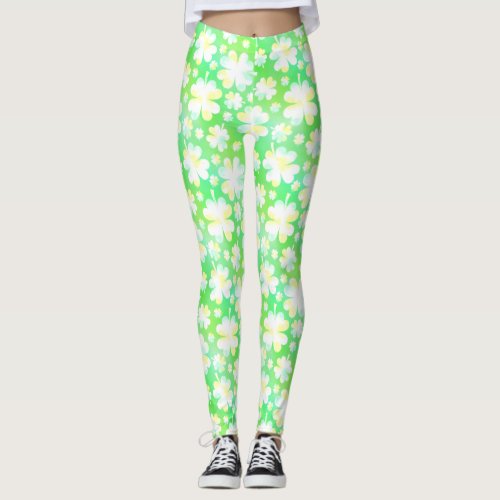 Shamrocks Clovers Cute Green Irish St Patricks Day Leggings