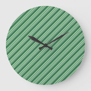 Shamrocks Dark and Light Green Striped Wall Clock