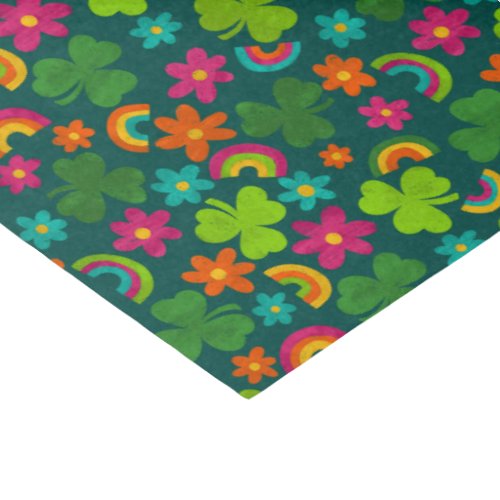 Shamrocks Flowers and Rainbows St Patricks Day Tissue Paper