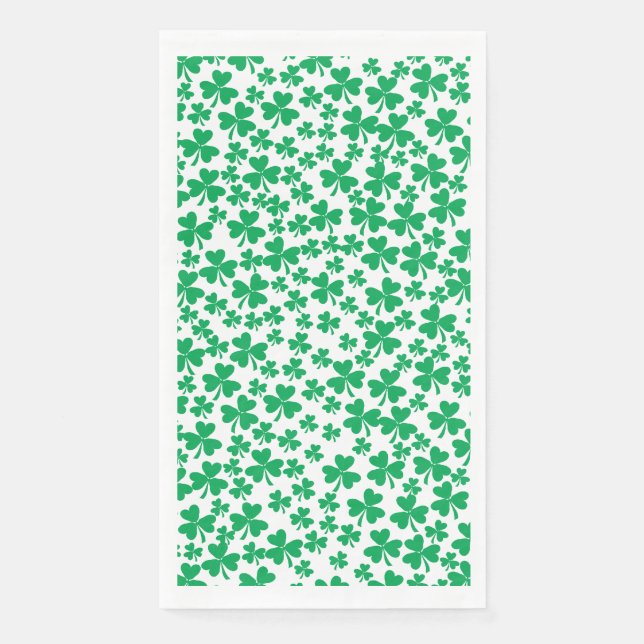 Shamrocks for S Patricks Day Paper Guest Towels (Front)