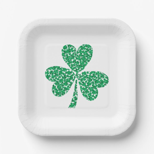 Shamrocks For St Patricks Day Paper Plates (Front)