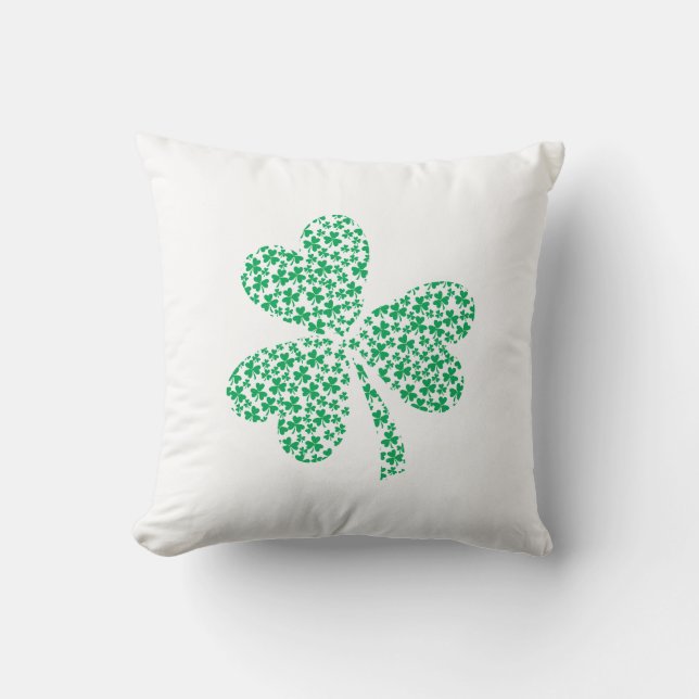 Shamrocks for St Patrick's Day Throw Pillow (Front)