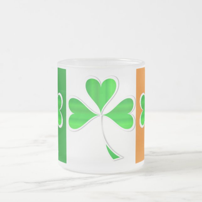 Shamrocks Frosted Glass Coffee Mug (Center)