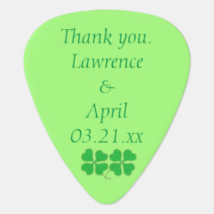Shamrocks Gold Dots Personalized Guitar Pick Favor