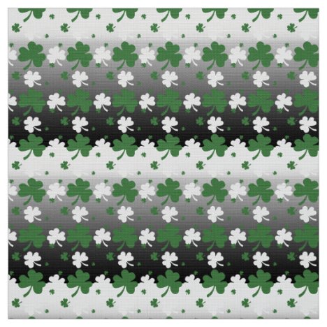 Shamrocks, Green and White on Gradated Field Fabric