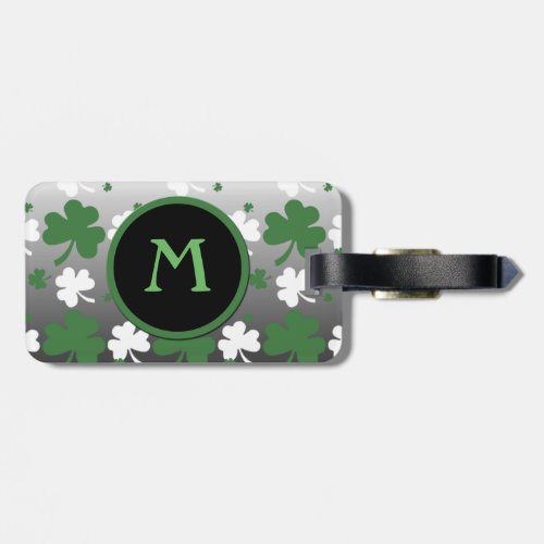 Shamrocks Green and White on Gradated Field Luggage Tag