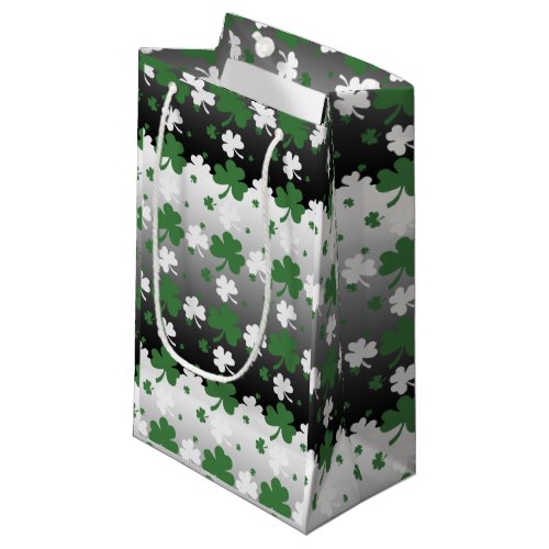 Shamrocks Green and White on Gradated Field Small Gift Bag