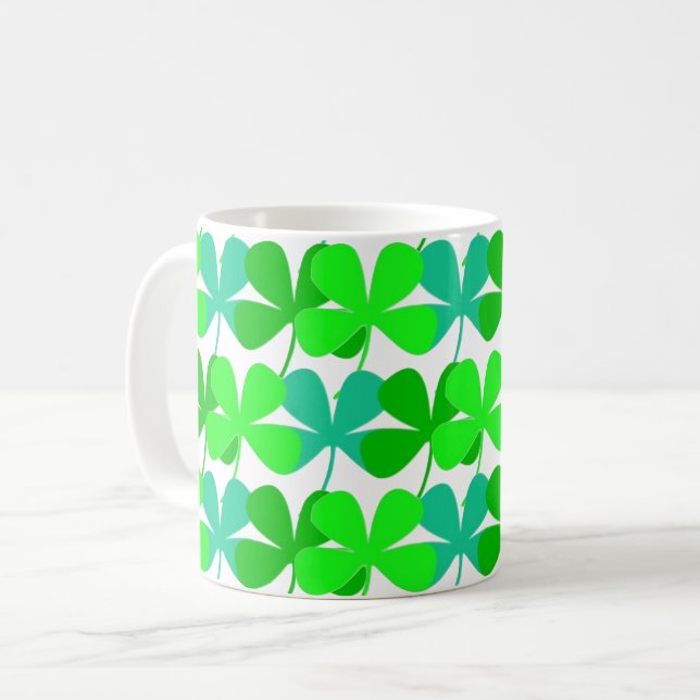 Shamrocks Green Irish St. Patrick's Day 4Ann Coffee Mug (Front Left)