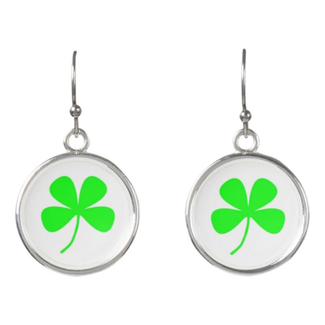 Shamrocks Green Irish St. Patricks Day Earrings (Front)