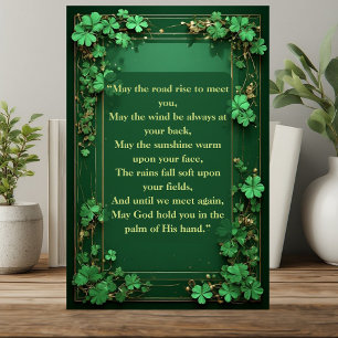 Shamrocks Green May the Road Rise Irish Blessing  Plaque
