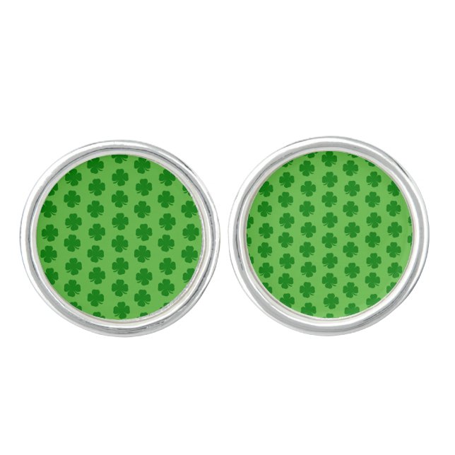Shamrocks, Happy St. Patrick's Day! Cufflinks (Front)