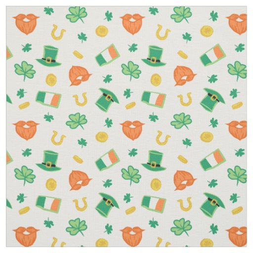 Shamrocks & Hats - St Patrick's Day Pattern Fabric