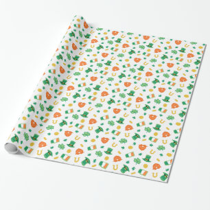 Shamrocks & Hats - St Patrick's Day Pattern Wrapping Paper