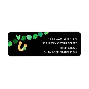 Shamrocks Heart and Horseshoe Return Address Label