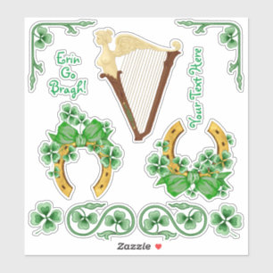 Shamrocks Horseshoes And Irish Harp Vinyl Set Sticker