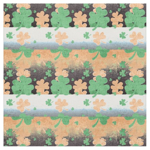 Shamrocks in Distressed Irish Flag Colors Fabric