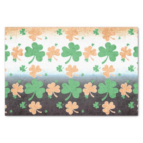 Shamrocks in Distressed Irish Flag Colors Tissue Paper