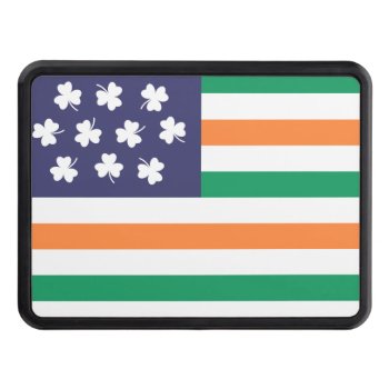 Shamrocks Irish American Flag Fusion Hitch Cover by SnappyDressers at Zazzle