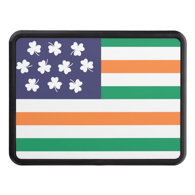 Shamrocks Irish American Flag Fusion Hitch Cover (Front)