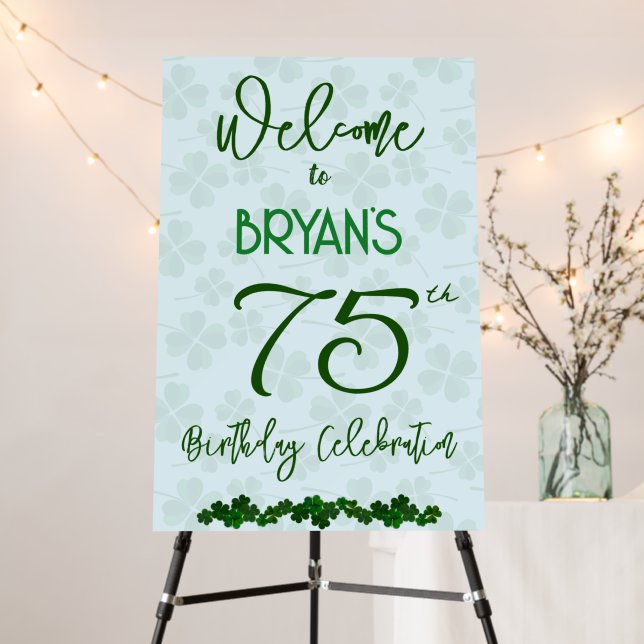Shamrocks Irish Birthday Party Welcome Sign (In Situ (Stand))