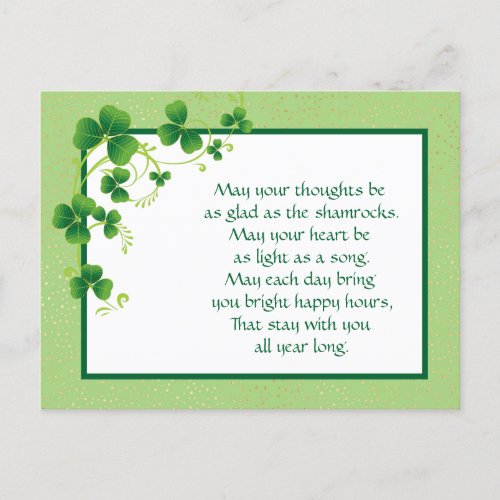 Shamrocks Irish Blessing Postcard