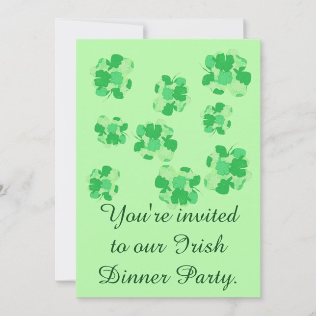 Shamrocks Irish Dinner Party Invitations (Front)
