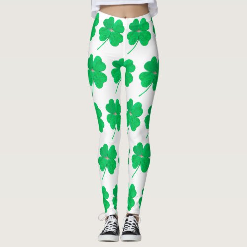 Shamrocks Irish Green St Patricks Day Leggings