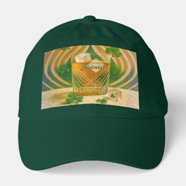 Shamrocks Irish Whiskey Tumbler "Sláinte!" Hat (Front)