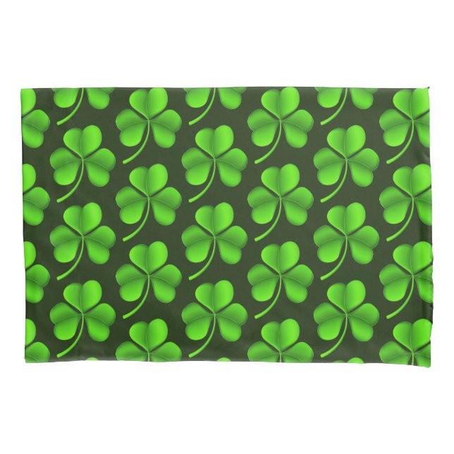 Shamrocks On Dark Green pct Pillow Case (Front)