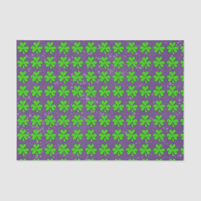 Shamrocks on purple tissue paper (Front)