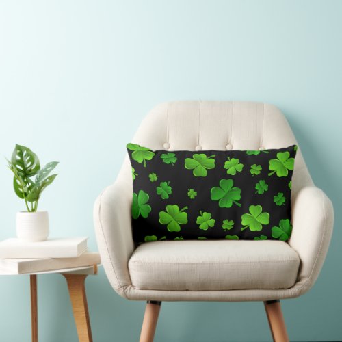 Shamrocks Pattern Black Irish Pillow Decor