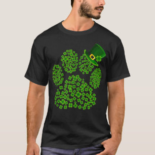 Shamrocks Paw Print Funny Cute Dog Cat Lover St Pa T-Shirt