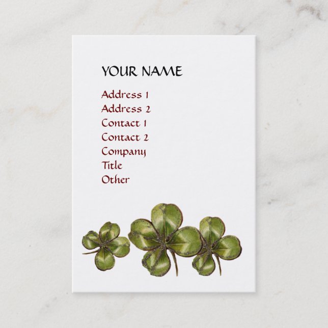 SHAMROCKS,pink purple,fuchsia,red Business Card (Front)