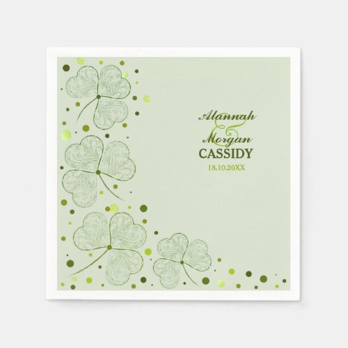 Shamrocks Polka Dots Wedding Paper Napkins