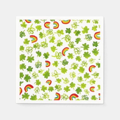 Shamrocks Rainbows Watercolor Ireland ST PATRICKS  Napkins