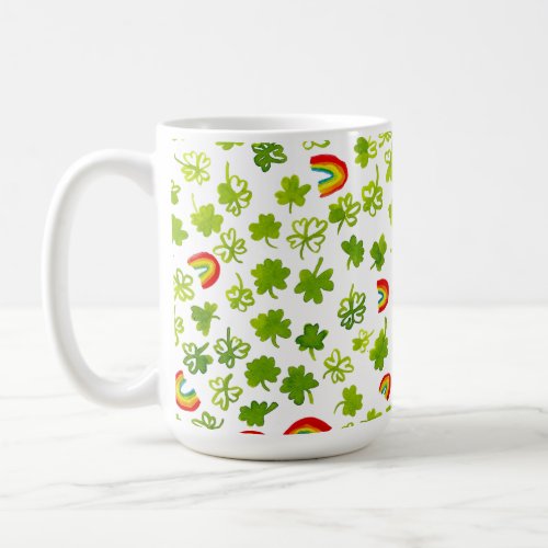 Shamrocks Rainbows Watercolor ST PATRICKS DAY Coffee Mug