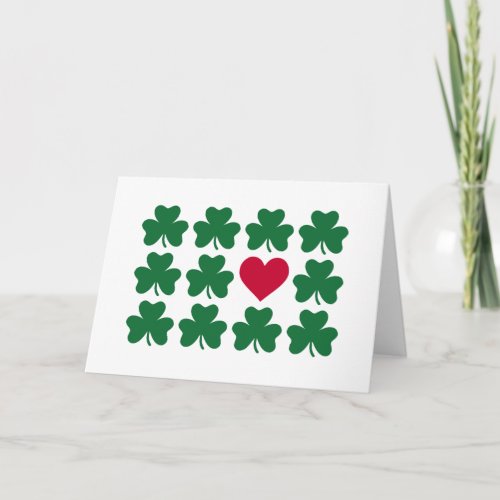 Shamrocks red heart card