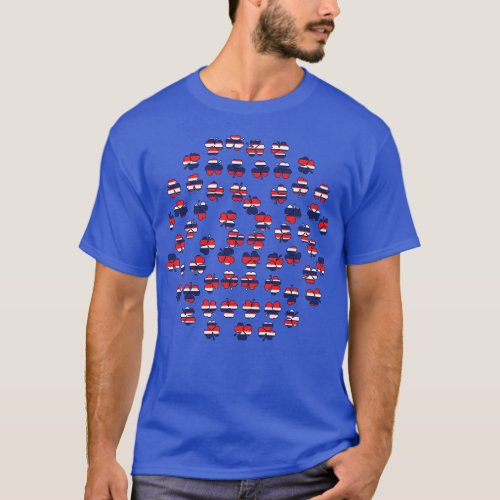 Shamrocks Red White Blue Stripes for St Patricks D T_Shirt