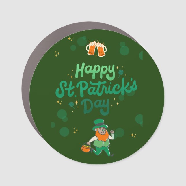"Shamrocks & Shenanigans: A St. Patrick's Day  Car Magnet (Front)