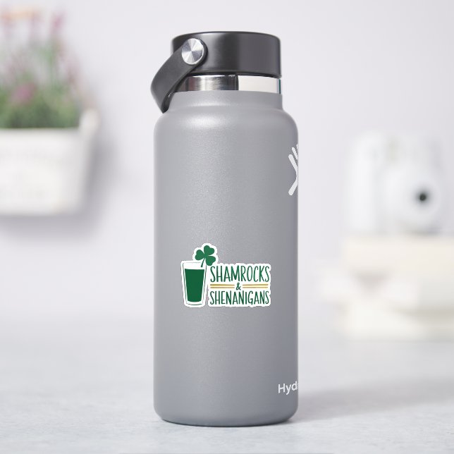Shamrocks & Shenanigans: St. Patrick's Day Design  Sticker (HydroFlask)