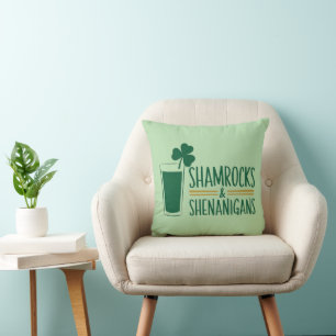 Shamrocks & Shenanigans: St. Patrick's Day Design Throw Pillow