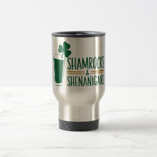 Shamrocks & Shenanigans: St. Patrick's Day Design Travel Mug