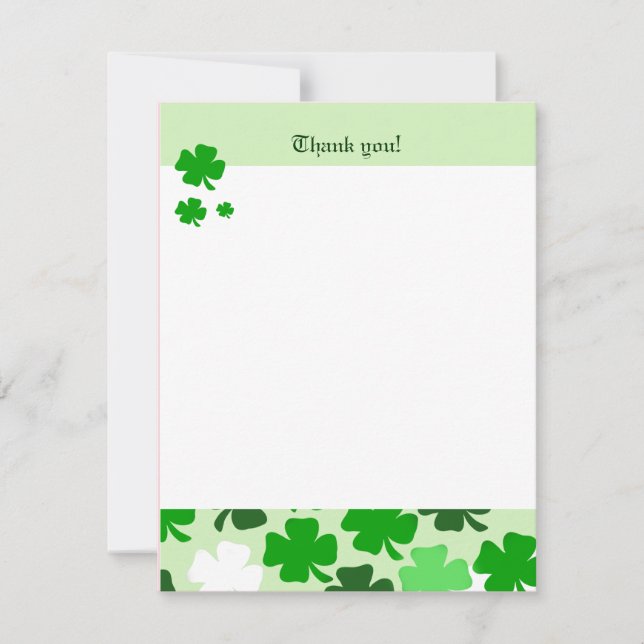 SHAMROCKS St Patricks day 4x5 Flat Thank you note (Front)