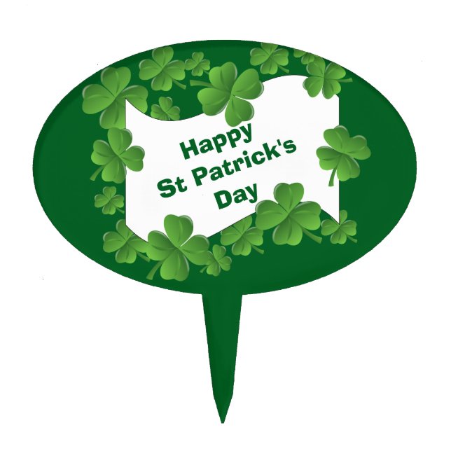 Shamrocks St Patricks Day Cake Topper (Front)