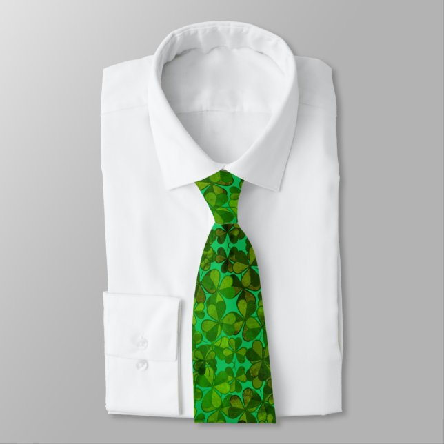 Shamrocks St. Patricks Day Celebration Neck Tie (Tied)