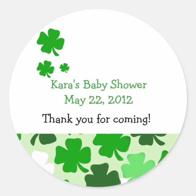 SHAMROCKS ST PATRICKS DAY Custom Favor Sticker (Front)