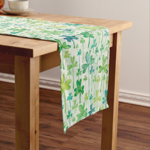 Shamrocks St. Patrick's Day Green Short Table Runner